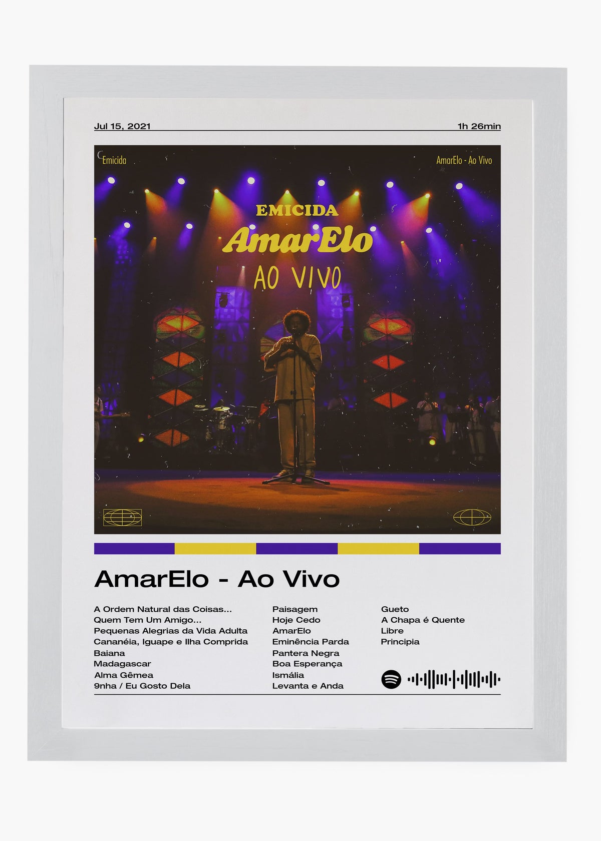 Quadro decorativo Emicida AmarElo Ao Vivo — arte de rap brasileiro para parede | Cübe Quadros