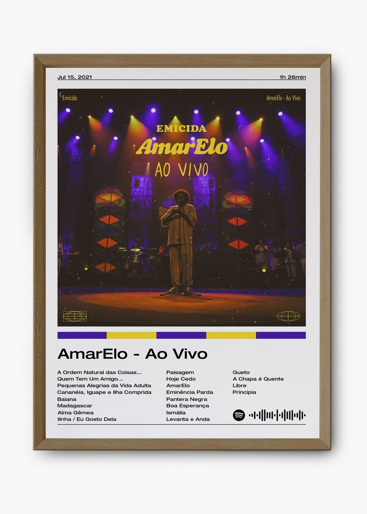 Quadro decorativo Emicida AmarElo Ao Vivo — arte de rap brasileiro para parede | Cübe Quadros