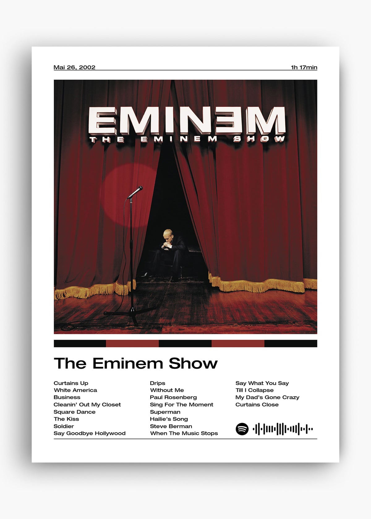 Quadro decorativo Eminem The Eminem Show — arte de rap para parede | Cübe Quadros