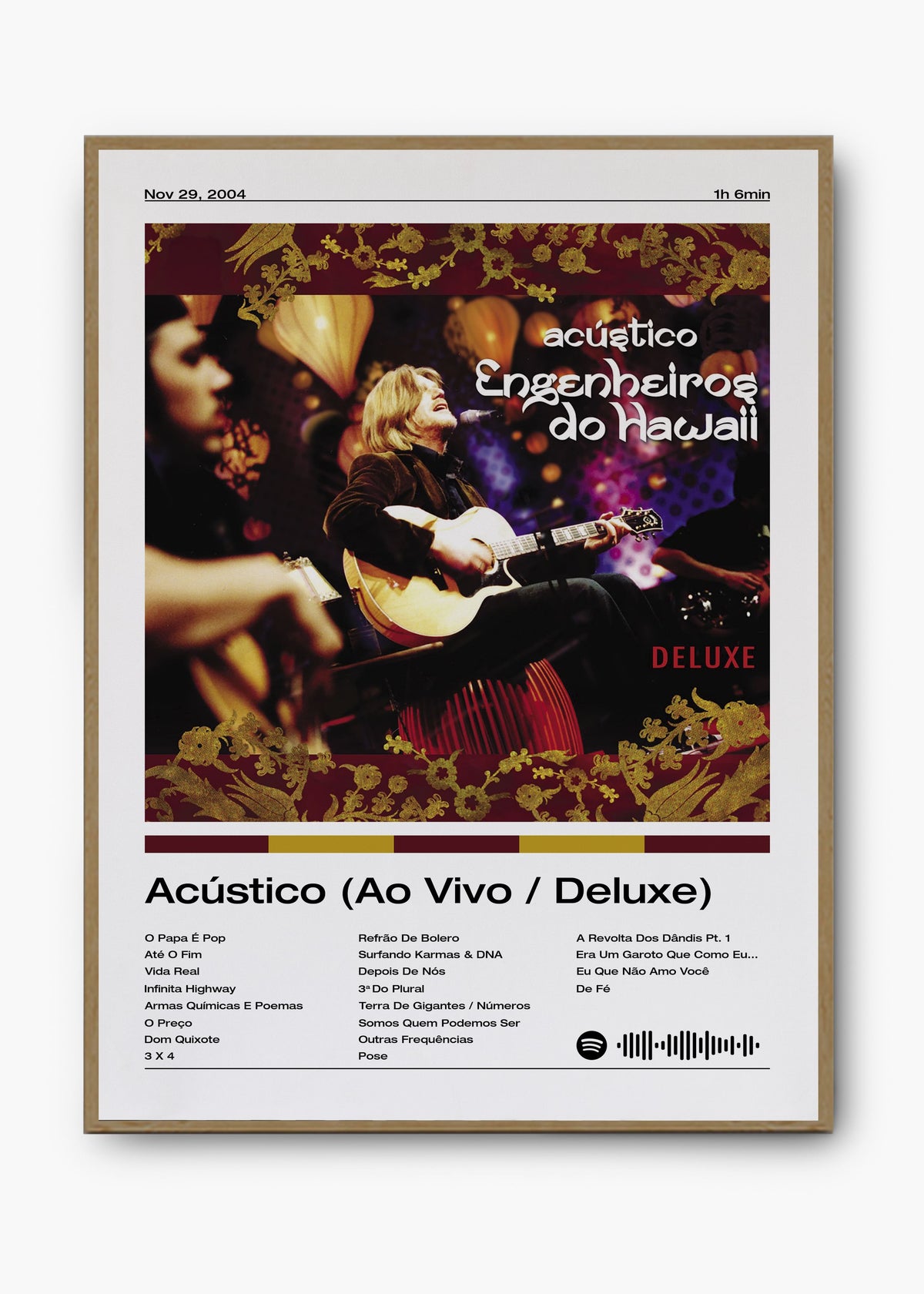 Quadro decorativo Engenheiros do Hawaii Acústico Ao Vivo Deluxe — arte de rock brasileiro para parede | Cübe Quadros