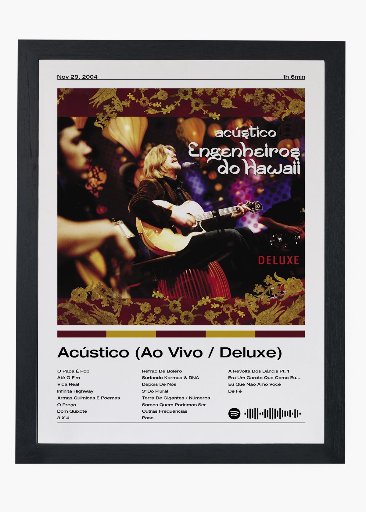 Quadro decorativo Engenheiros do Hawaii Acústico Ao Vivo Deluxe — arte de rock brasileiro para parede | Cübe Quadros