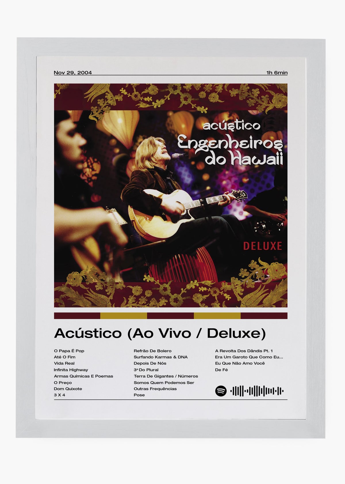 Quadro decorativo Engenheiros do Hawaii Acústico Ao Vivo Deluxe — arte de rock brasileiro para parede | Cübe Quadros