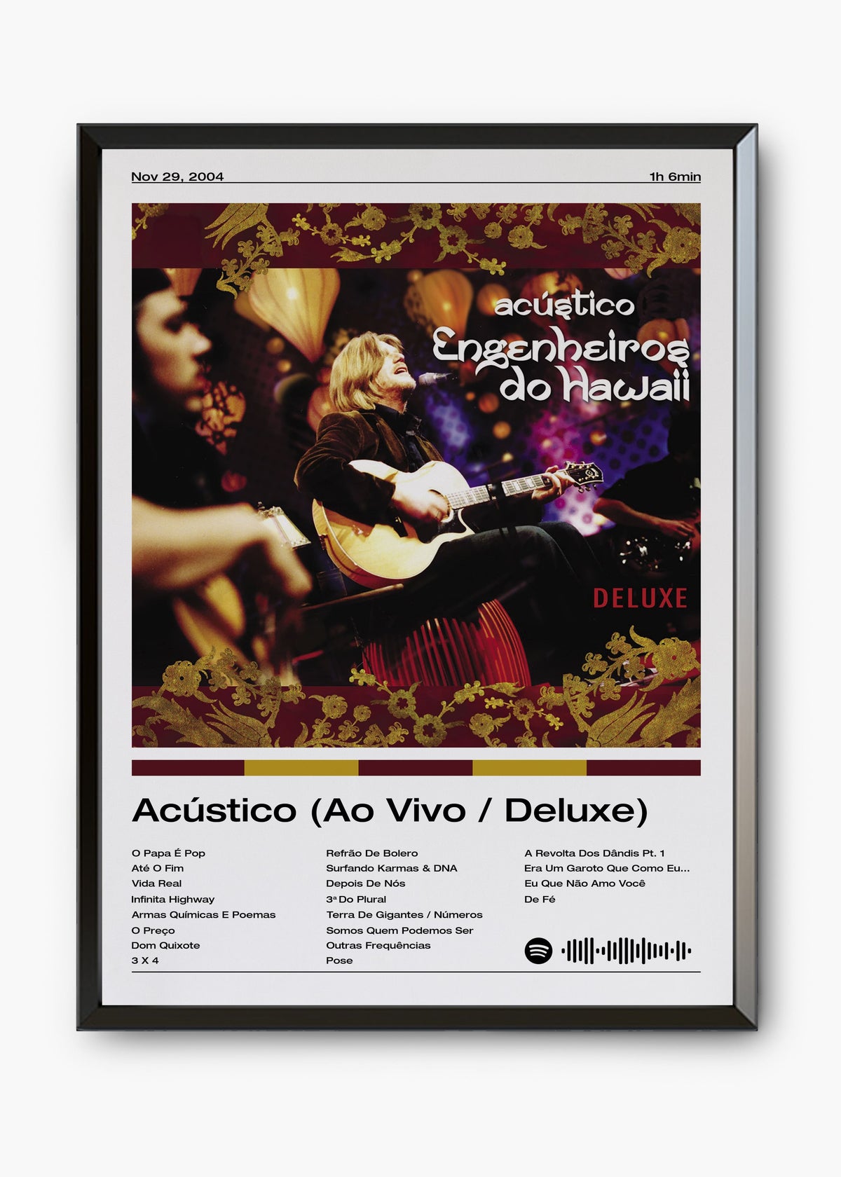 Quadro decorativo Engenheiros do Hawaii Acústico Ao Vivo Deluxe — arte de rock brasileiro para parede | Cübe Quadros