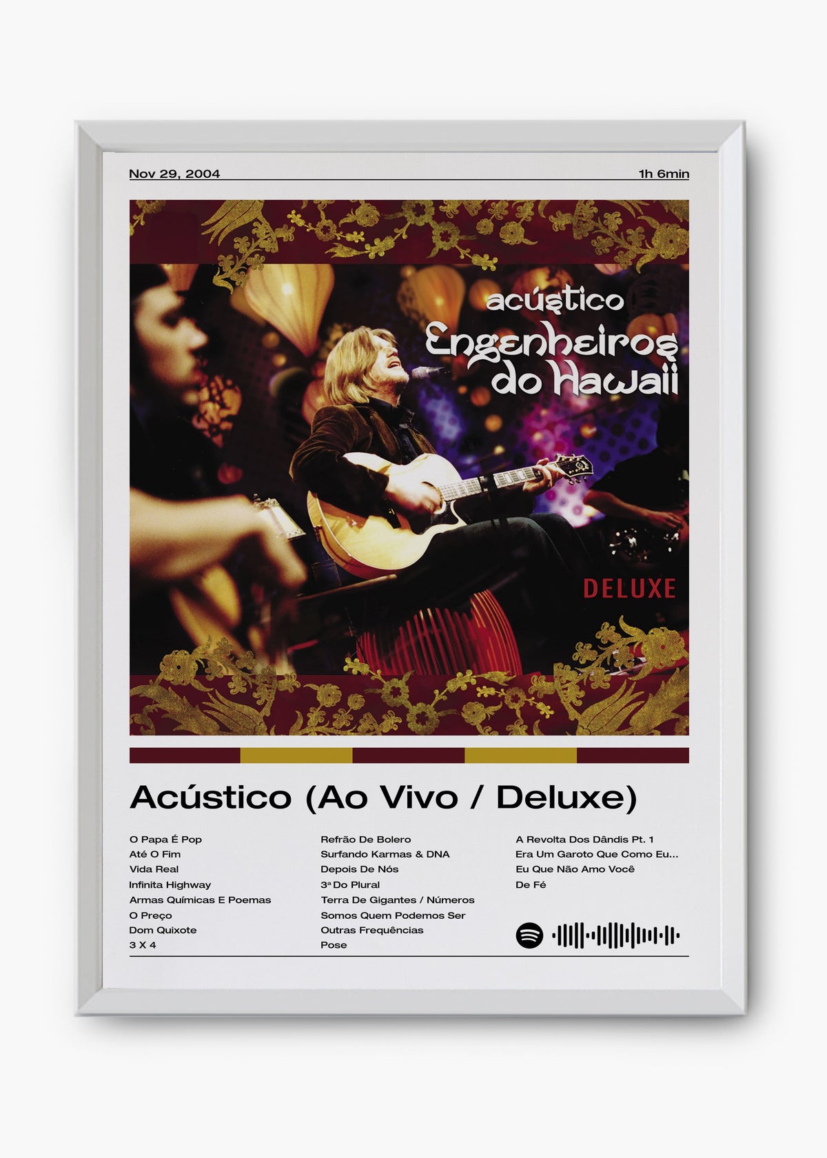 Quadro decorativo Engenheiros do Hawaii Acústico Ao Vivo Deluxe — arte de rock brasileiro para parede | Cübe Quadros