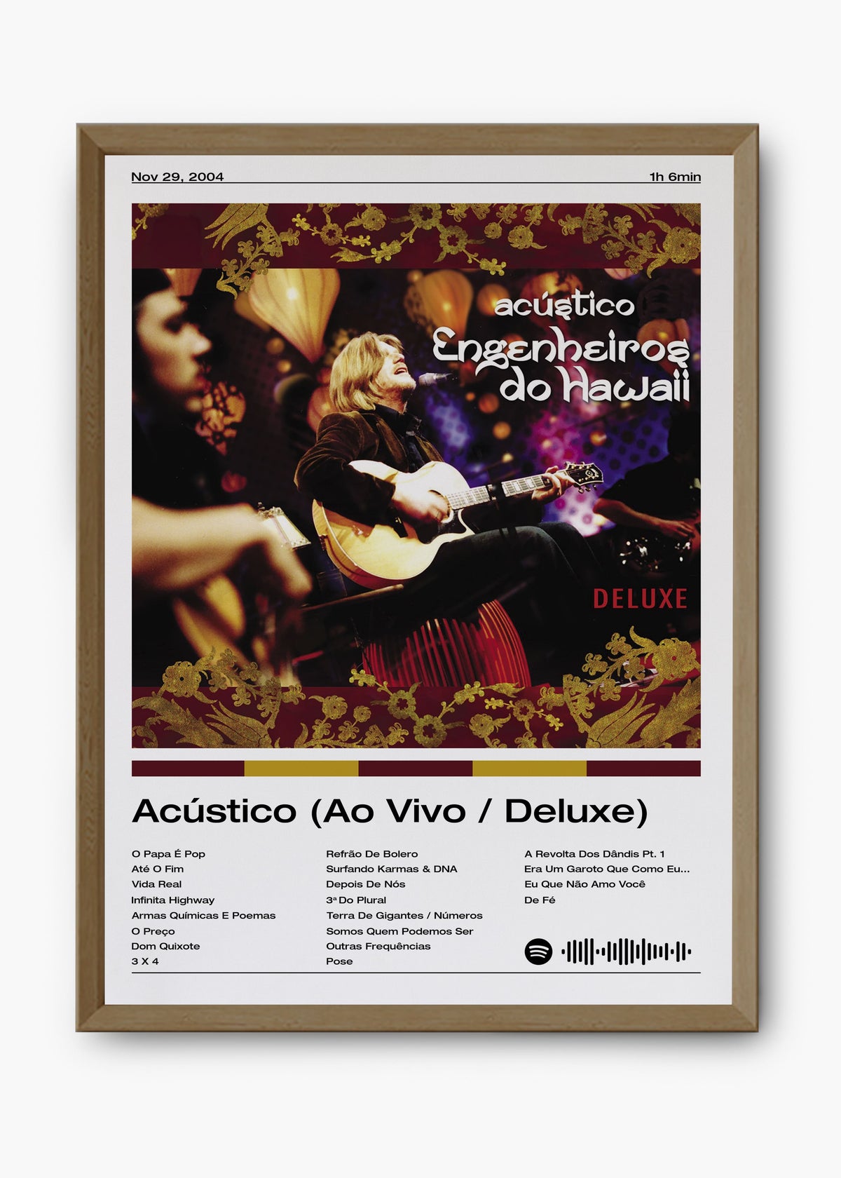 Quadro decorativo Engenheiros do Hawaii Acústico Ao Vivo Deluxe — arte de rock brasileiro para parede | Cübe Quadros