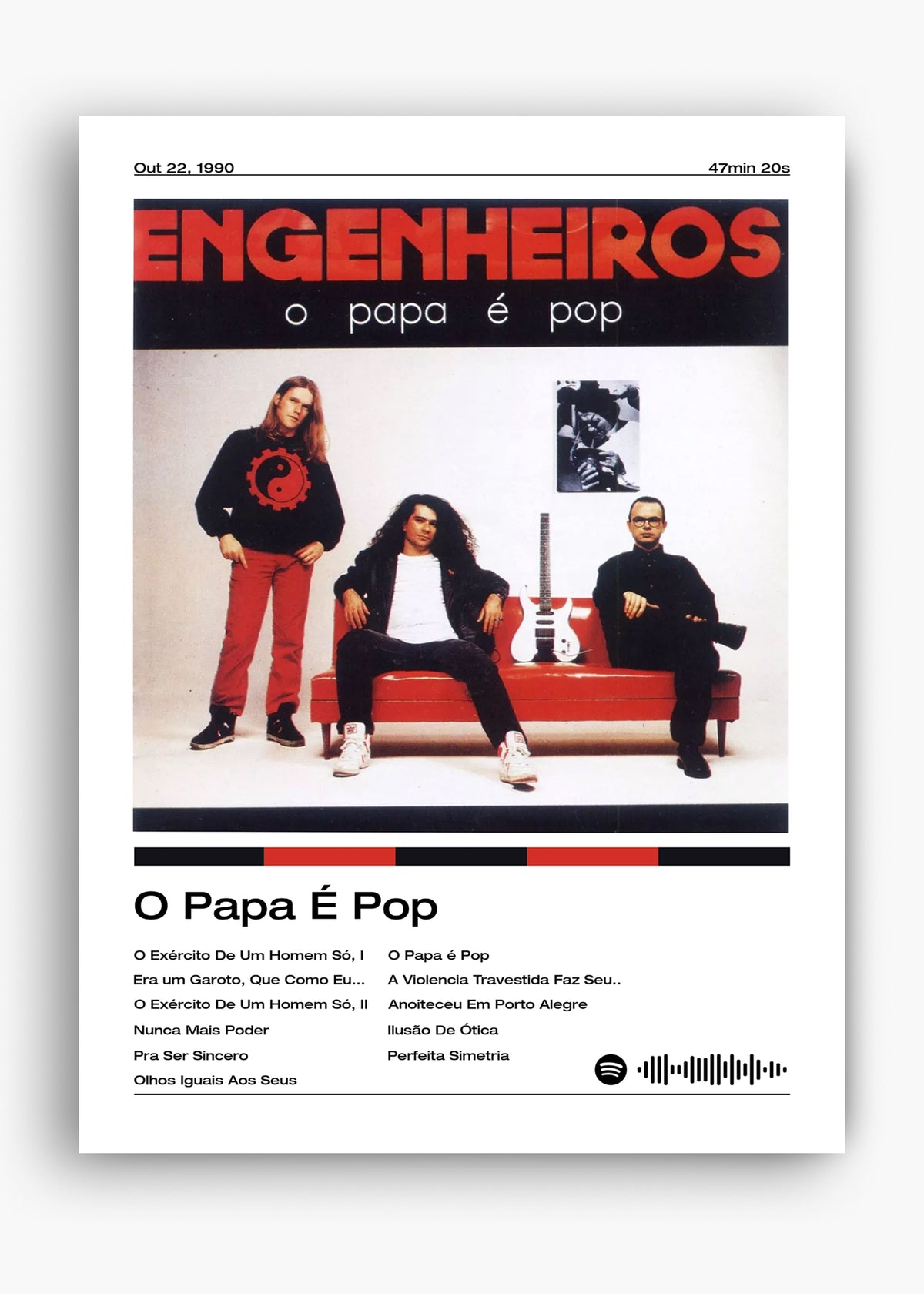 Quadro decorativo Engenheiros do Hawaii O Papa é Pop — arte de rock brasileiro para parede | Cübe Quadros