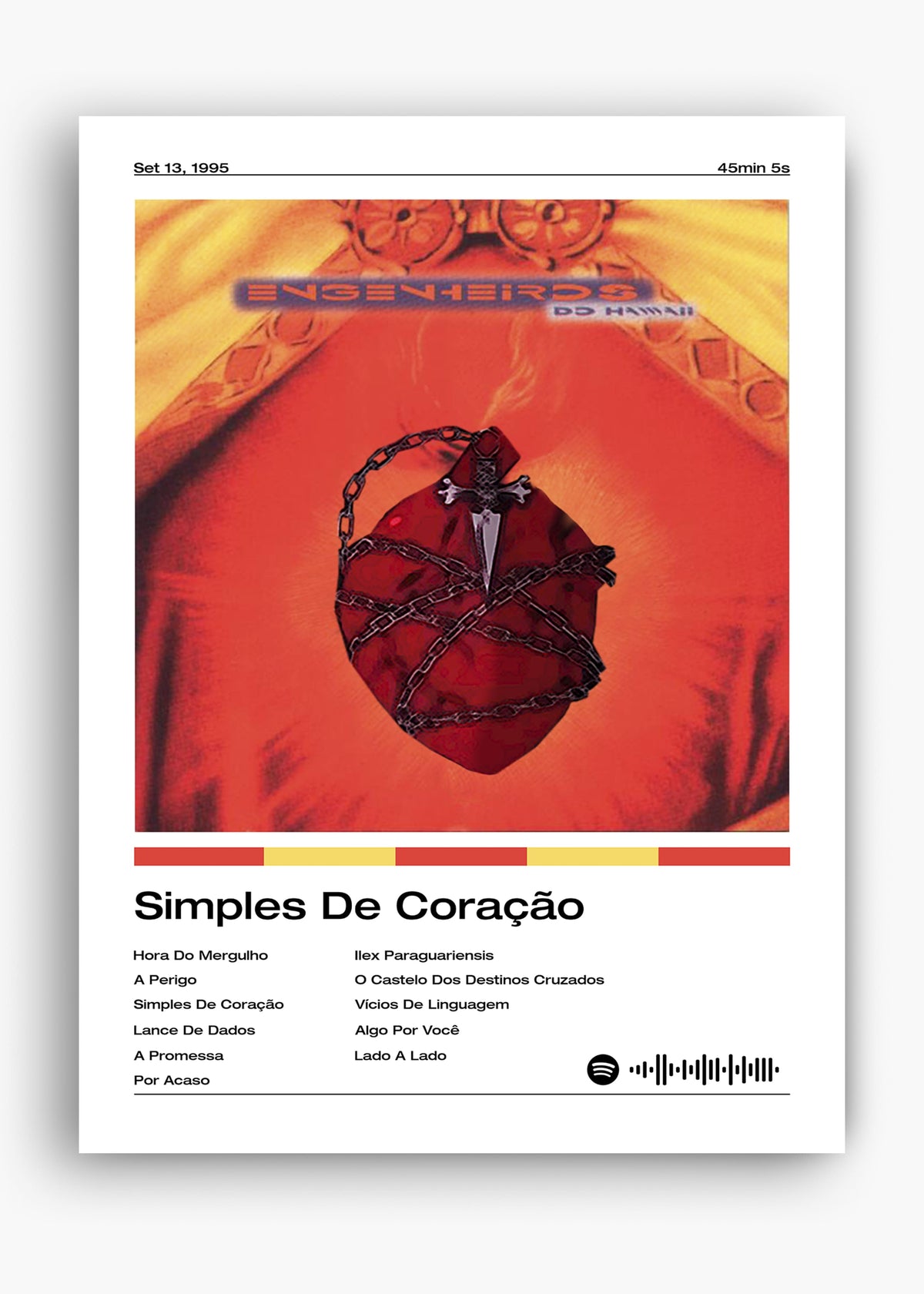 Quadro decorativo Engenheiros do Hawaii Simples de Coração — arte de rock brasileiro para parede | Cübe Quadros