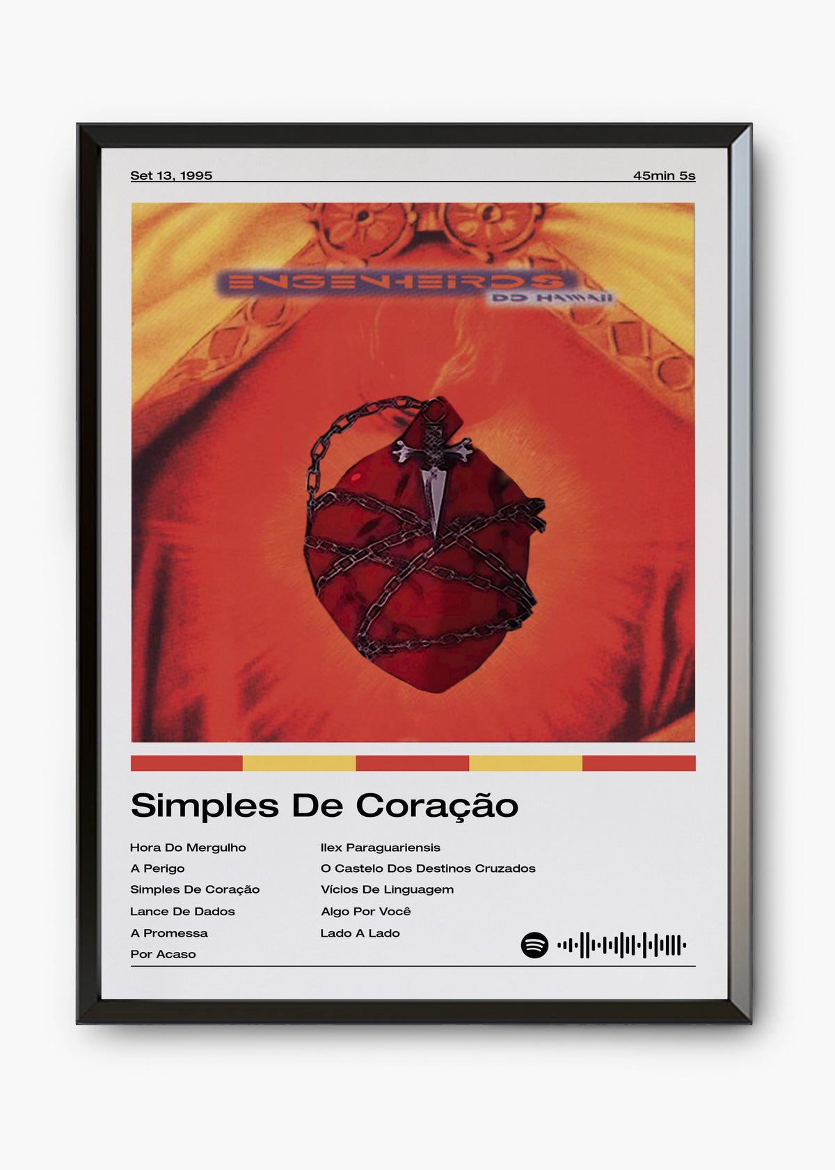 Quadro decorativo Engenheiros do Hawaii Simples de Coração — arte de rock brasileiro para parede | Cübe Quadros