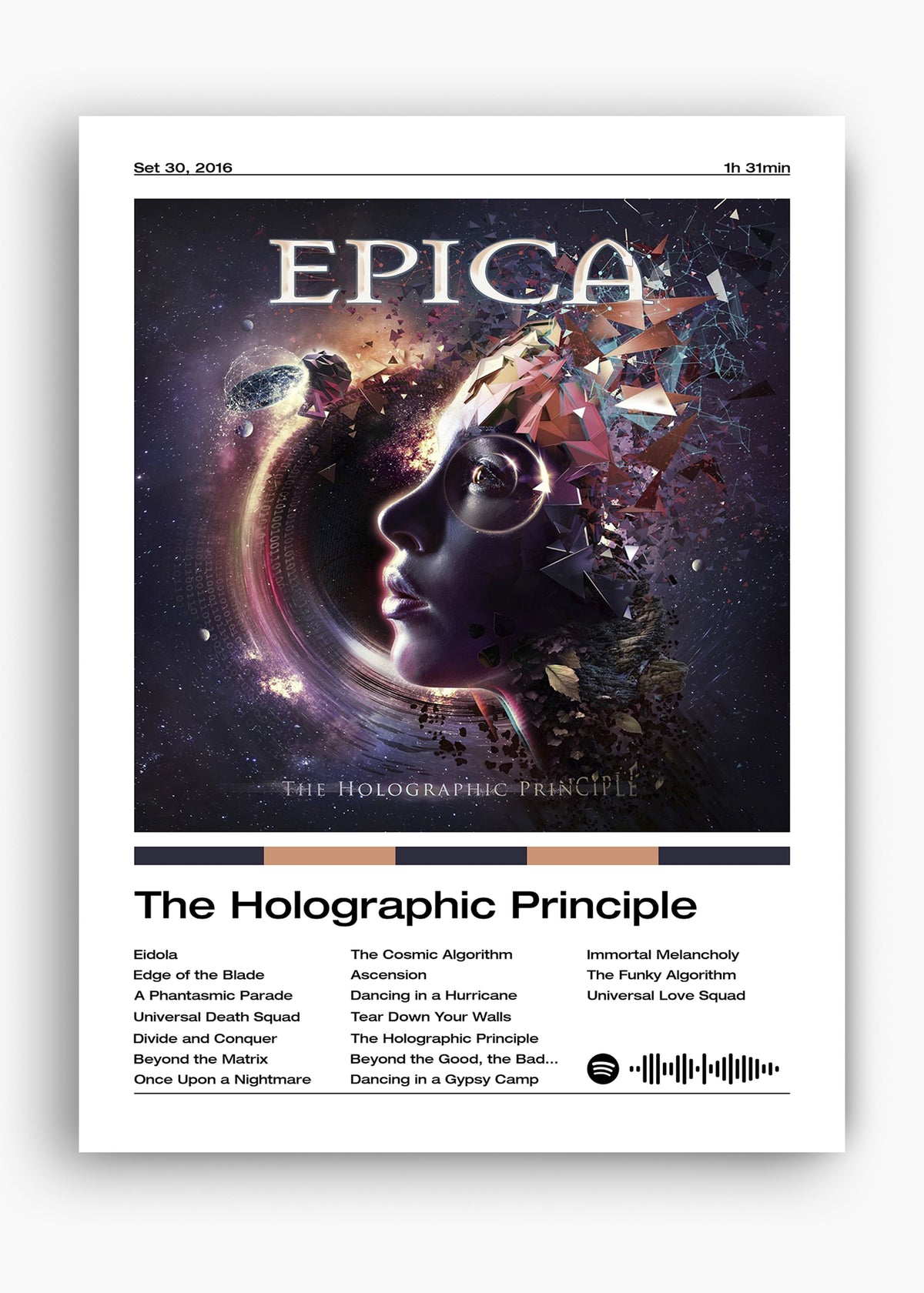 Quadro decorativo Epica The Holographic Principle — arte de metal sinfônico para parede | Cübe Quadros