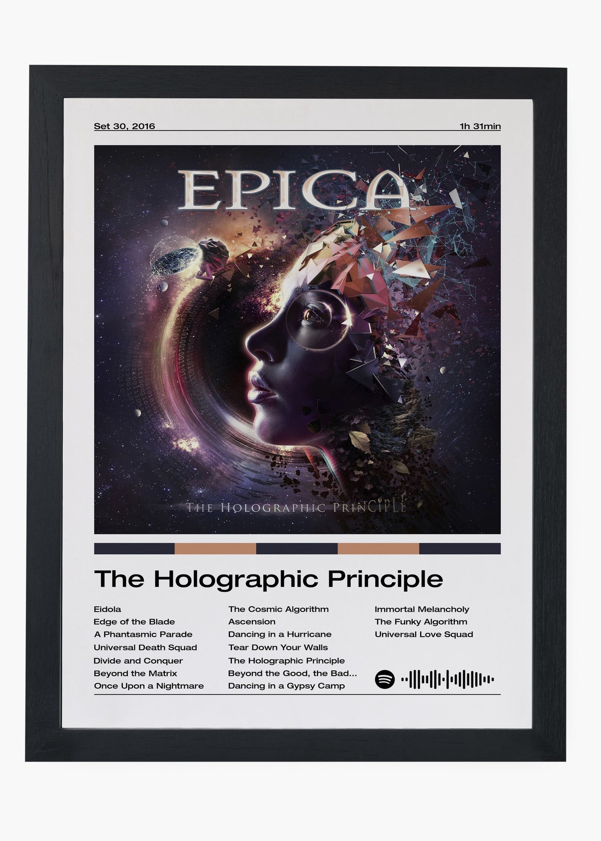 Quadro decorativo Epica The Holographic Principle — arte de metal sinfônico para parede | Cübe Quadros