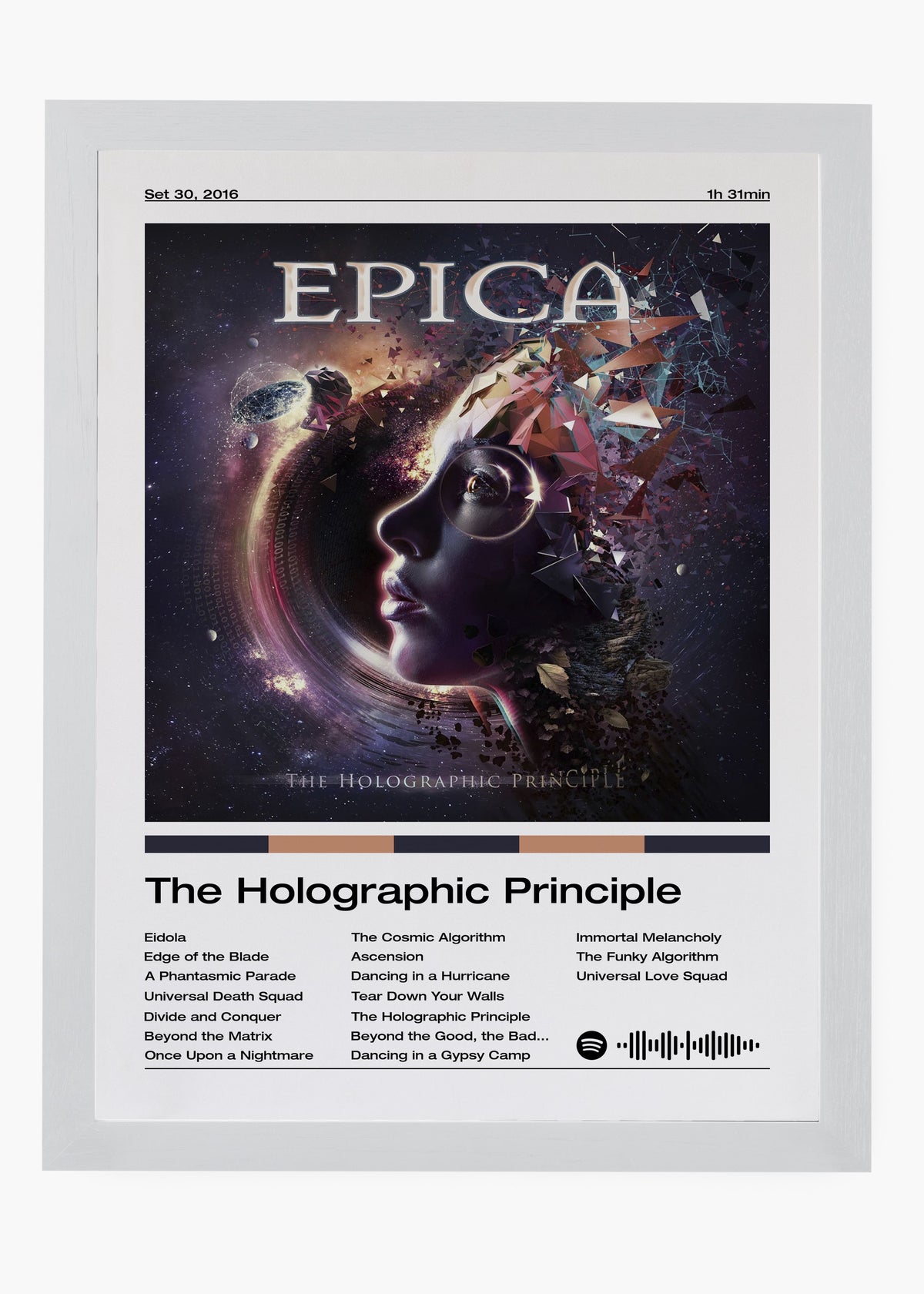 Quadro decorativo Epica The Holographic Principle — arte de metal sinfônico para parede | Cübe Quadros