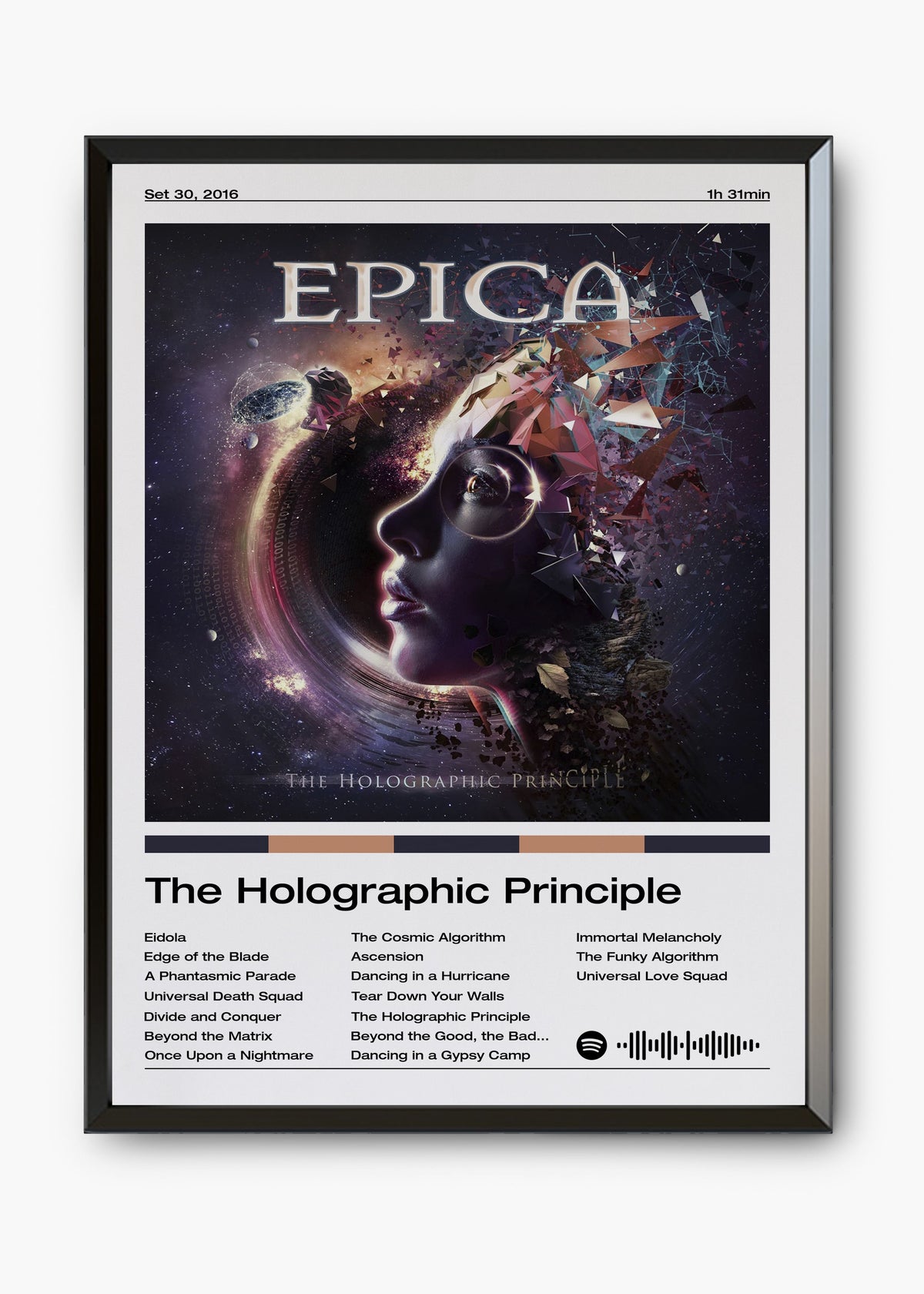Quadro decorativo Epica The Holographic Principle — arte de metal sinfônico para parede | Cübe Quadros