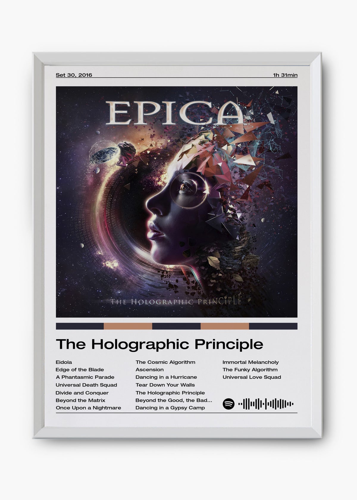 Quadro decorativo Epica The Holographic Principle — arte de metal sinfônico para parede | Cübe Quadros