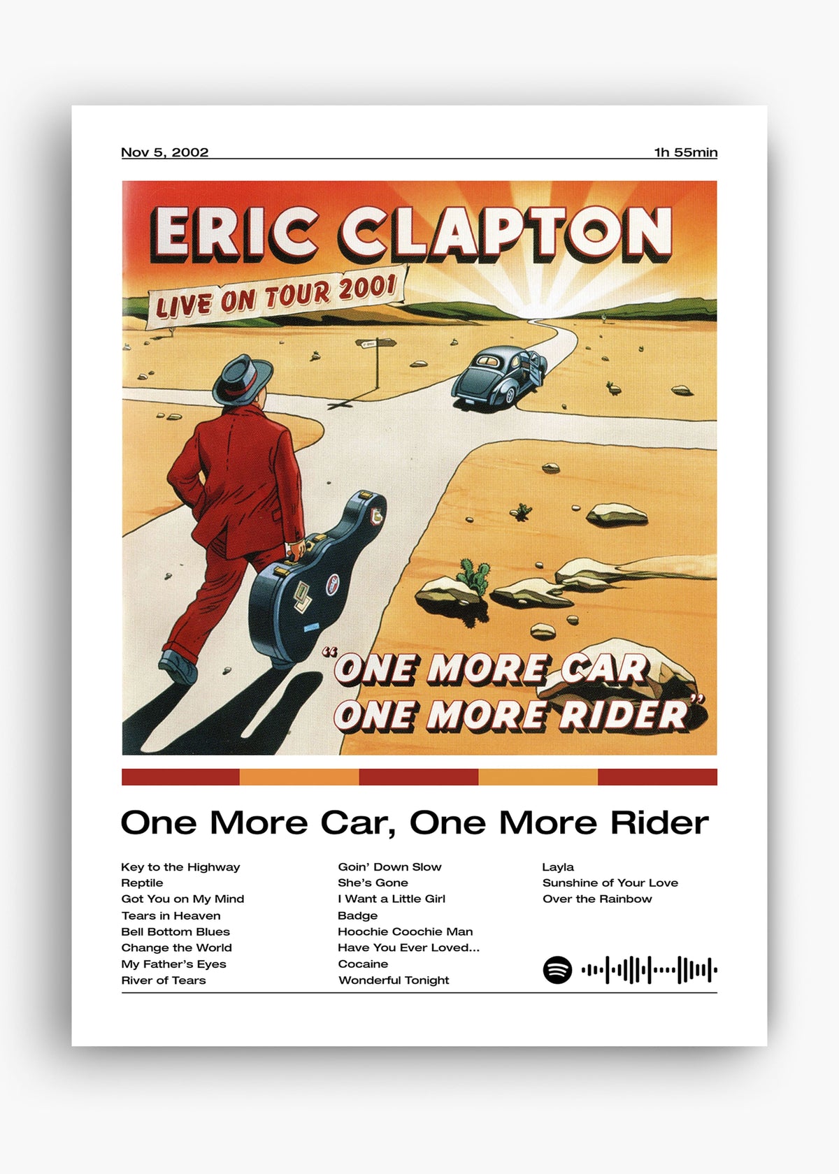 Quadro decorativo Eric Clapton One More Car One More Rider — arte de blues rock para parede | Cübe Quadros