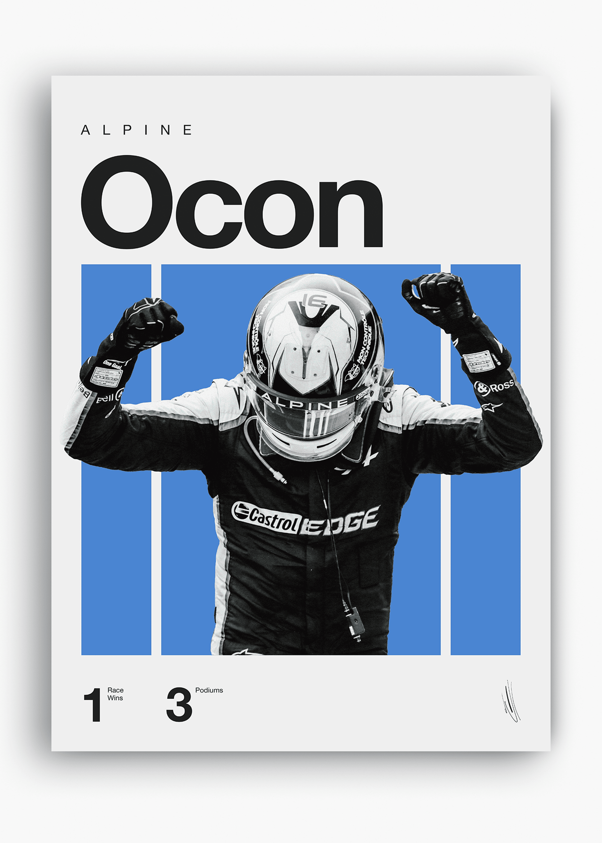 Quadro decorativo Esteban Ocon F1 — arte de automobilismo para parede | Cübe Quadros