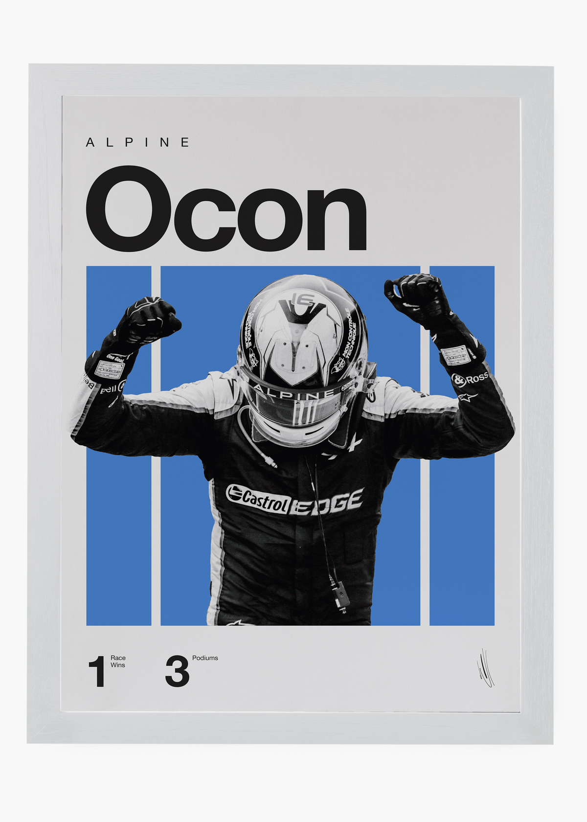 Quadro decorativo Esteban Ocon F1 — arte de automobilismo para parede | Cübe Quadros