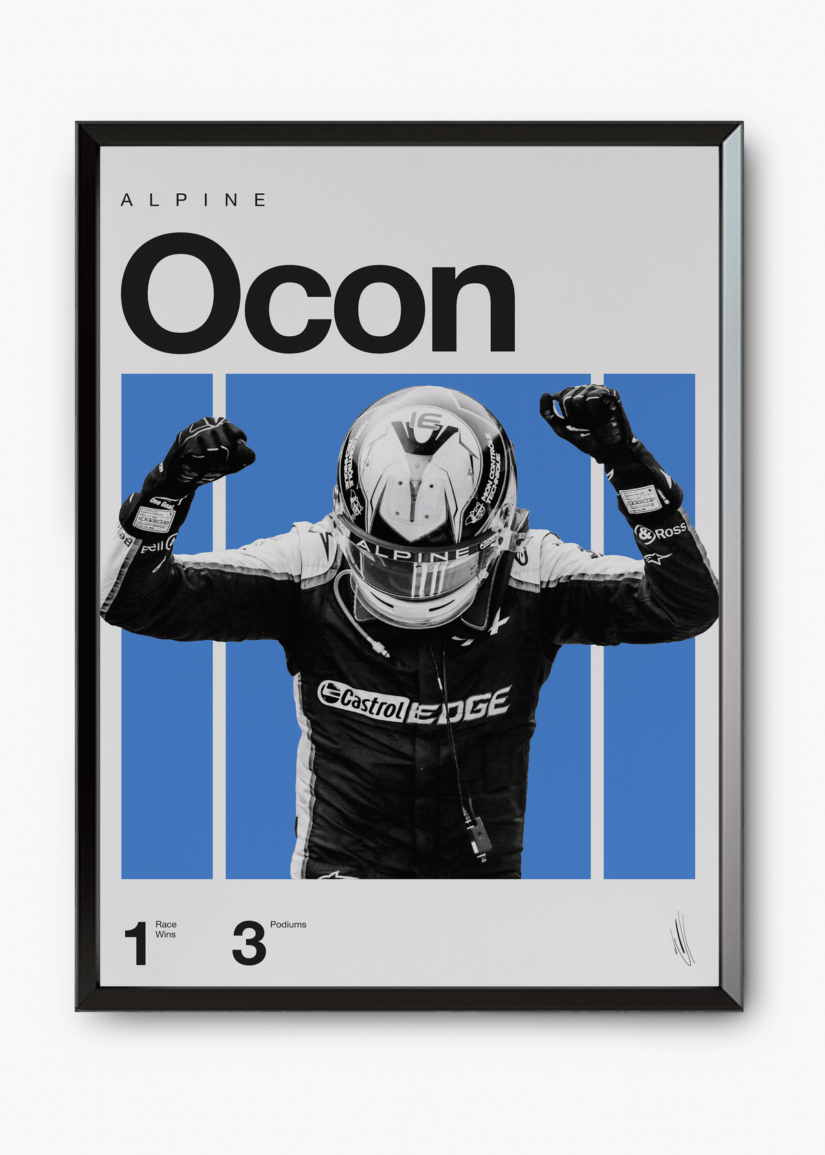 Quadro decorativo Esteban Ocon F1 — arte de automobilismo para parede | Cübe Quadros