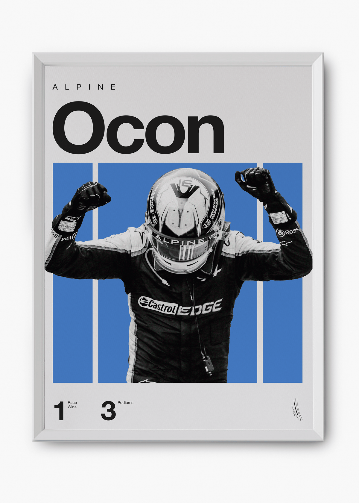 Quadro decorativo Esteban Ocon F1 — arte de automobilismo para parede | Cübe Quadros