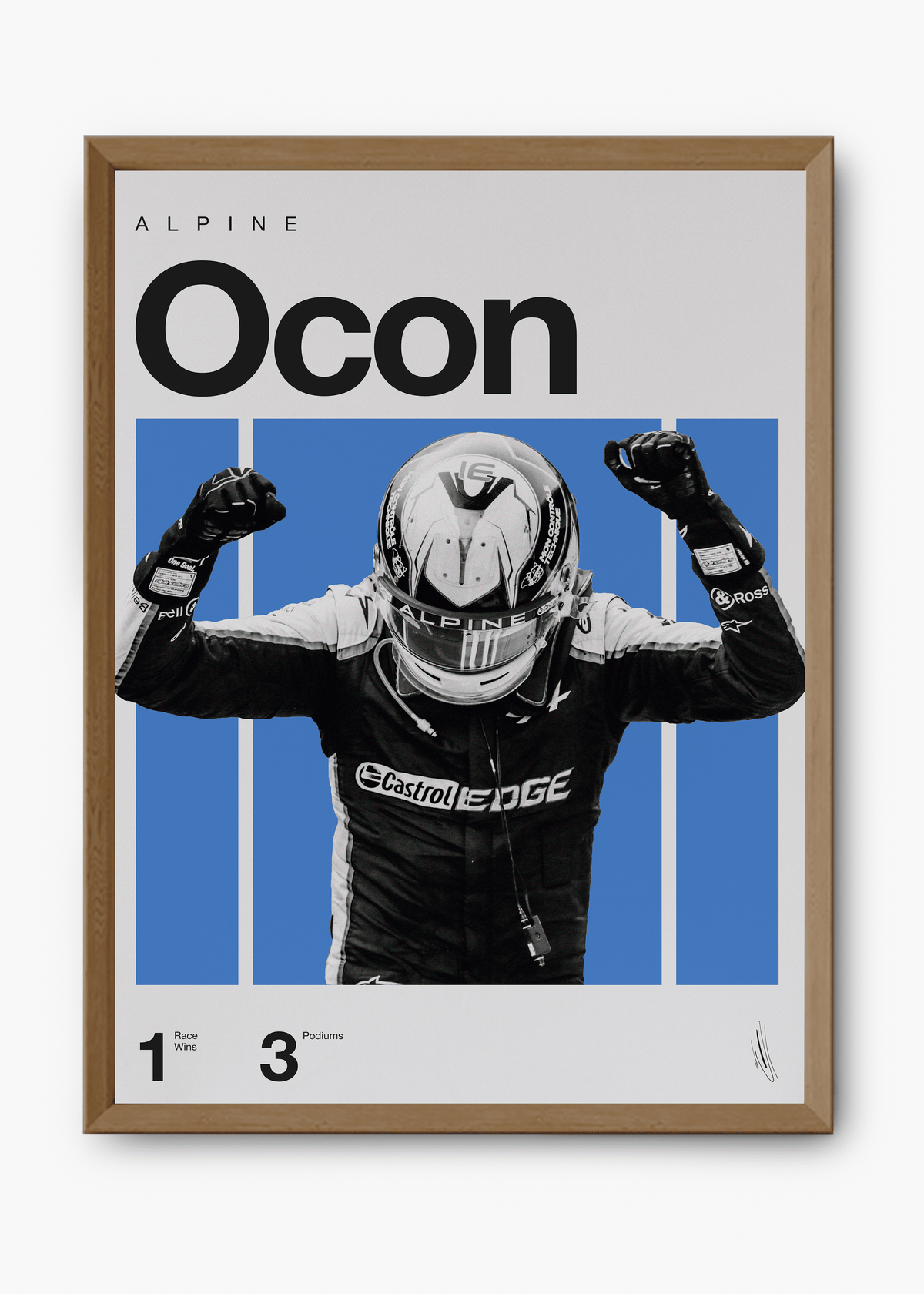 Quadro decorativo Esteban Ocon F1 — arte de automobilismo para parede | Cübe Quadros