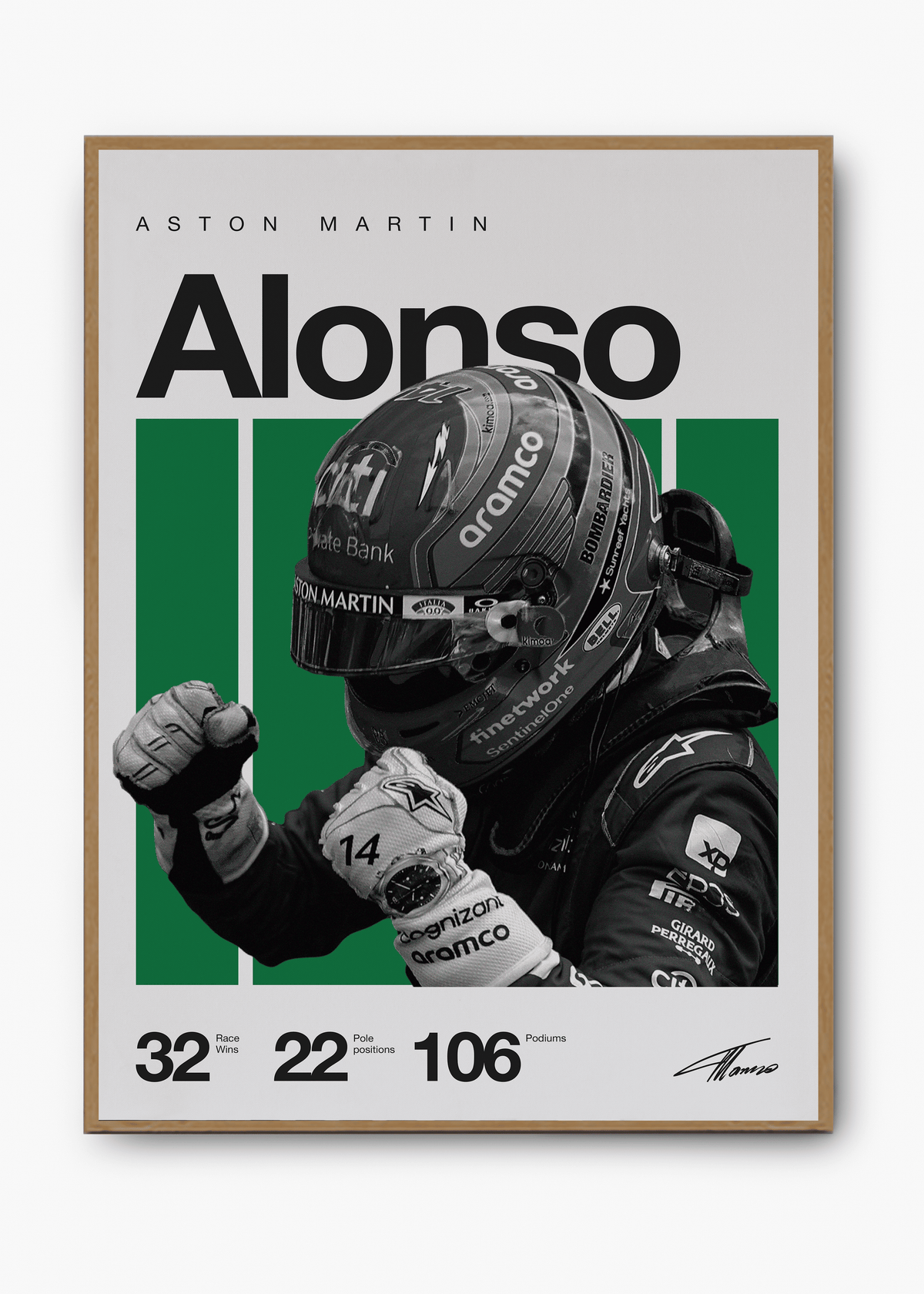 Quadro decorativo Fernando Alonso F1 — arte de automobilismo para parede | Cübe Quadros