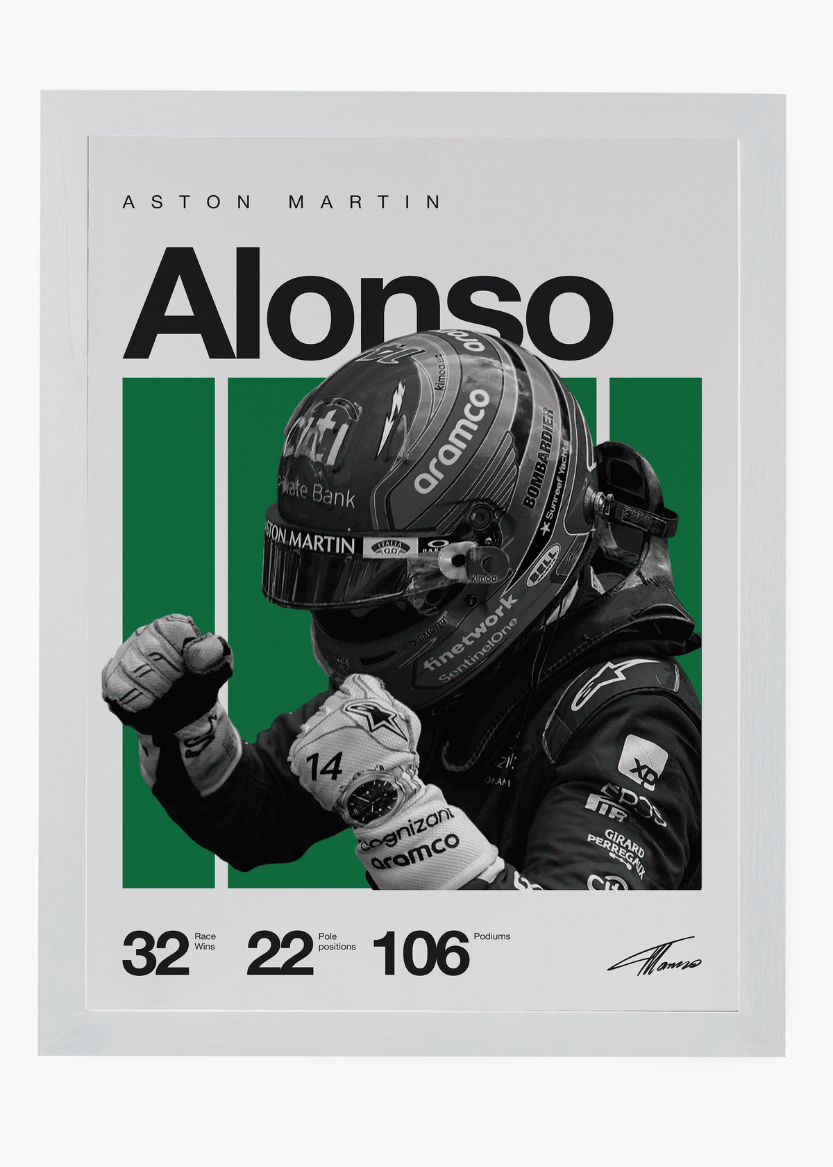 Quadro decorativo Fernando Alonso F1 — arte de automobilismo para parede | Cübe Quadros
