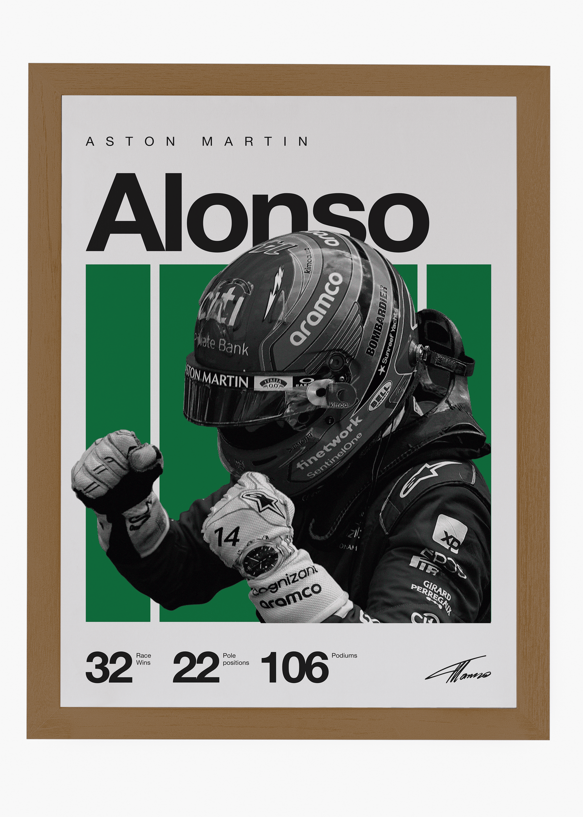 Quadro decorativo Fernando Alonso F1 — arte de automobilismo para parede | Cübe Quadros