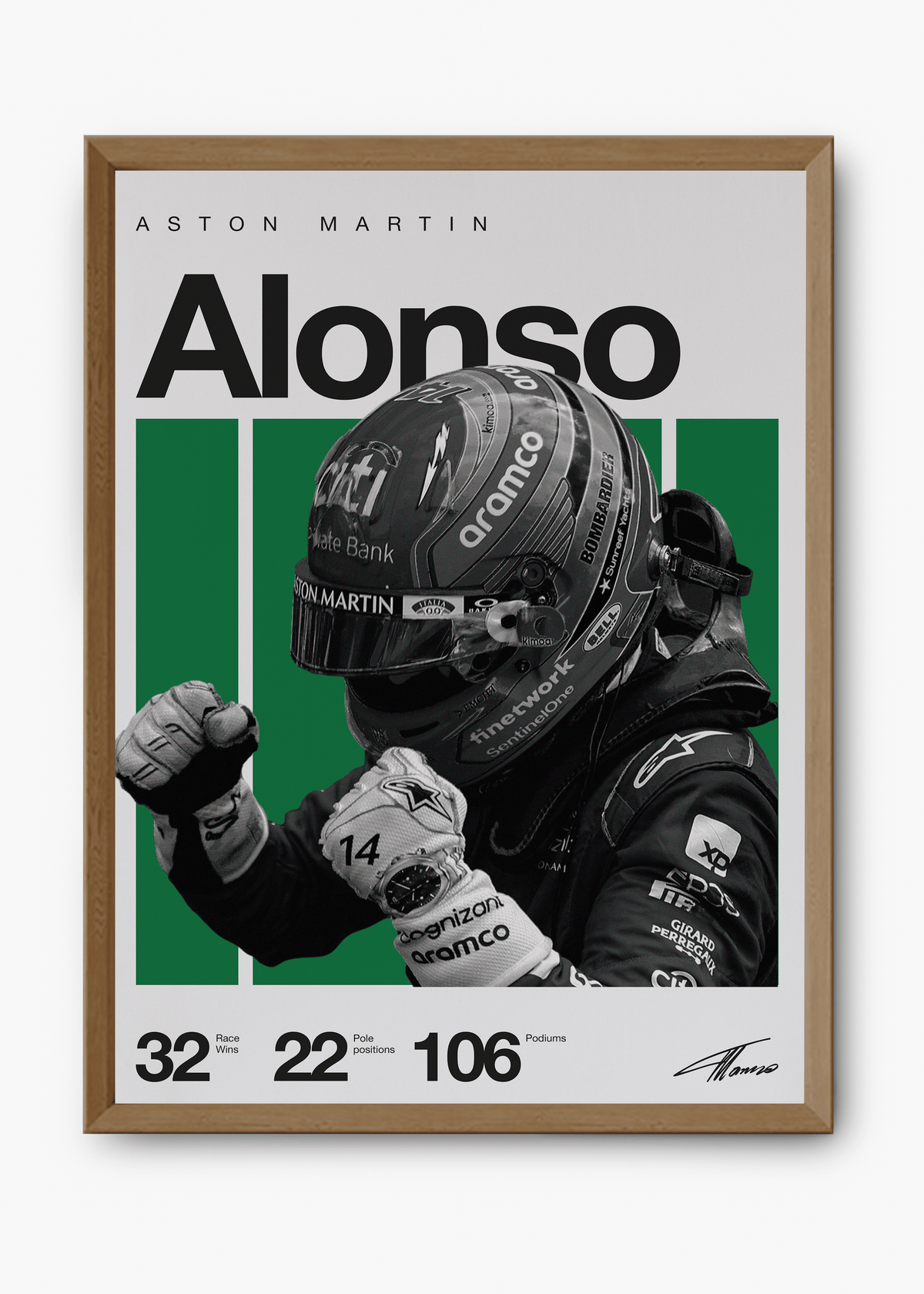 Quadro decorativo Fernando Alonso F1 — arte de automobilismo para parede | Cübe Quadros