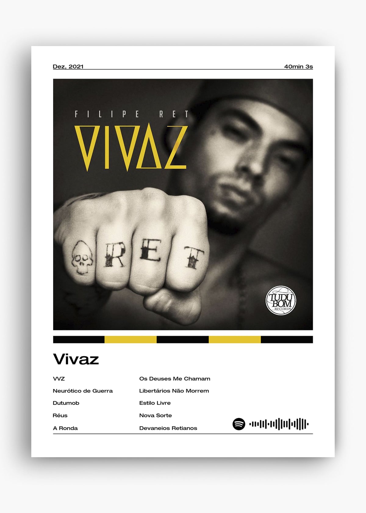 Quadro decorativo Filipe Ret Vivaz — arte de rap para parede | Cübe Quadros