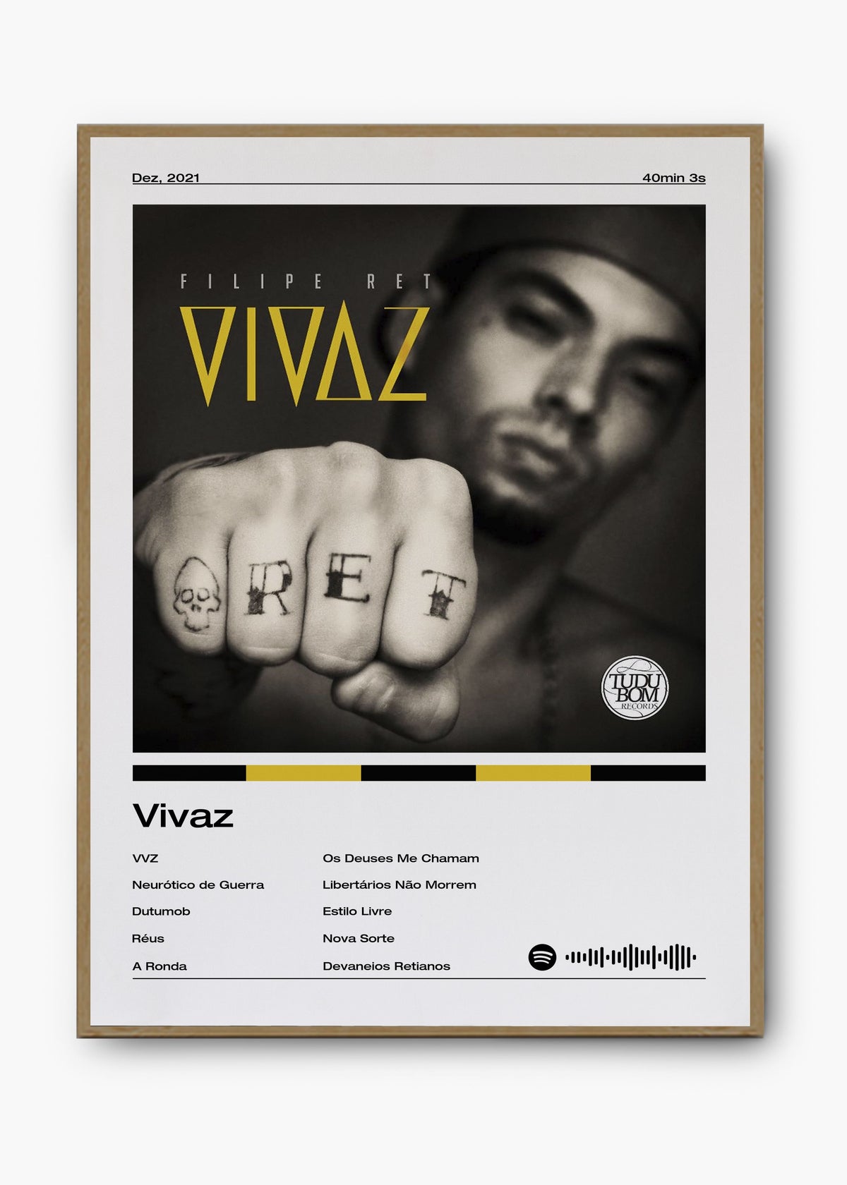 Quadro decorativo Filipe Ret Vivaz — arte de rap para parede | Cübe Quadros