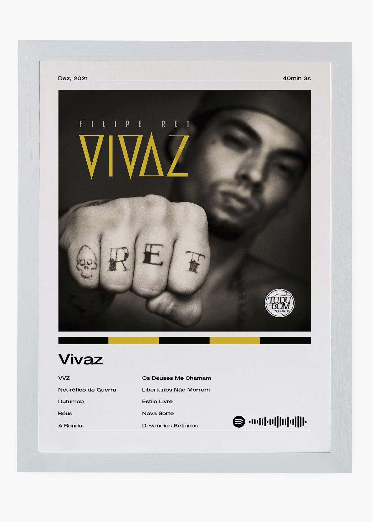 Quadro decorativo Filipe Ret Vivaz — arte de rap para parede | Cübe Quadros