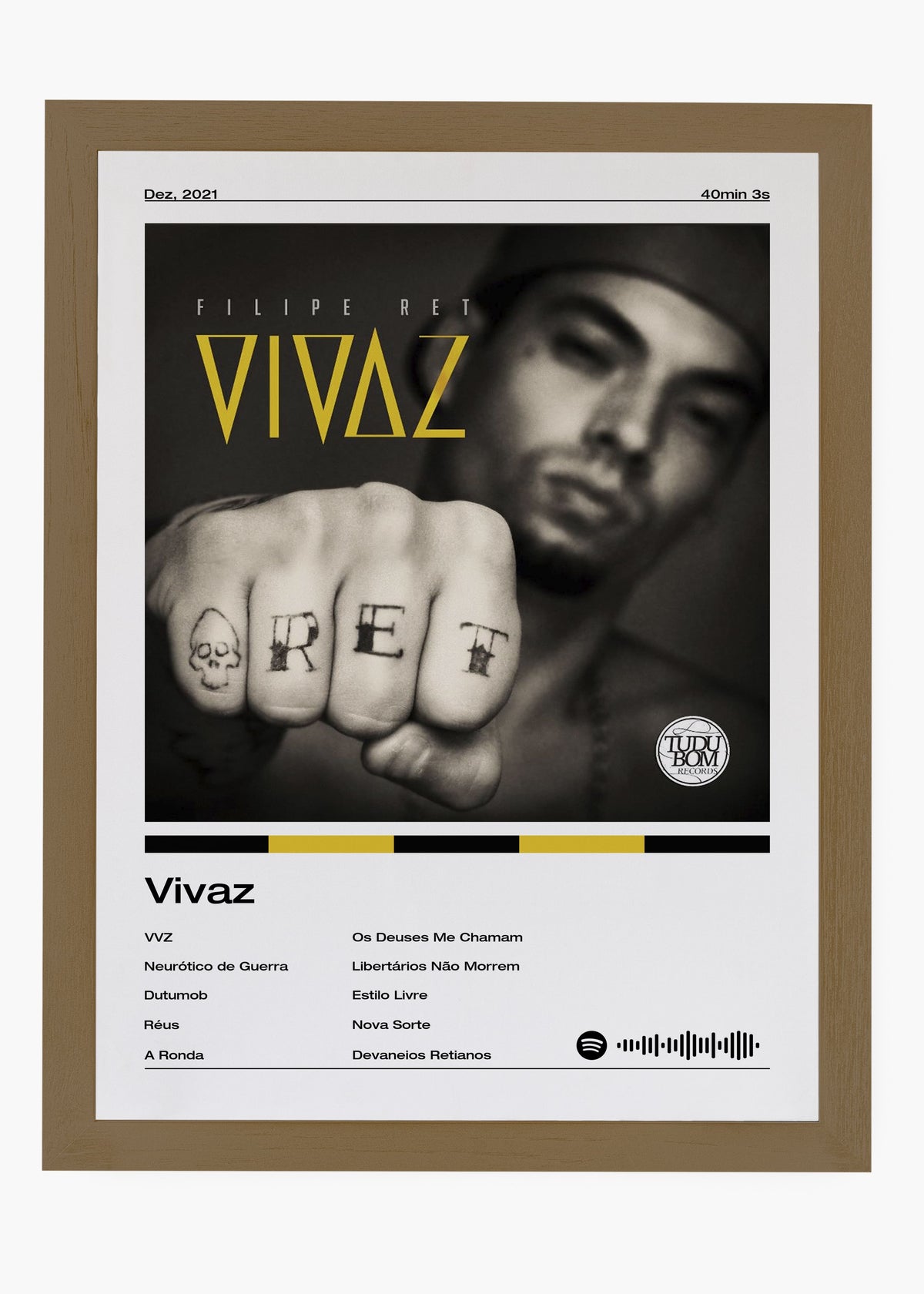 Quadro decorativo Filipe Ret Vivaz — arte de rap para parede | Cübe Quadros