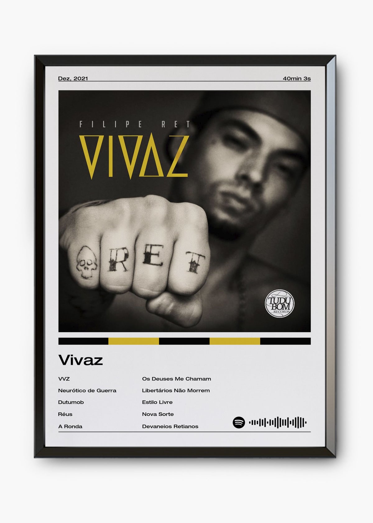 Quadro decorativo Filipe Ret Vivaz — arte de rap para parede | Cübe Quadros