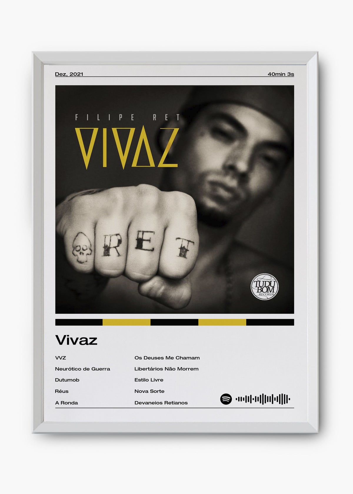 Quadro decorativo Filipe Ret Vivaz — arte de rap para parede | Cübe Quadros