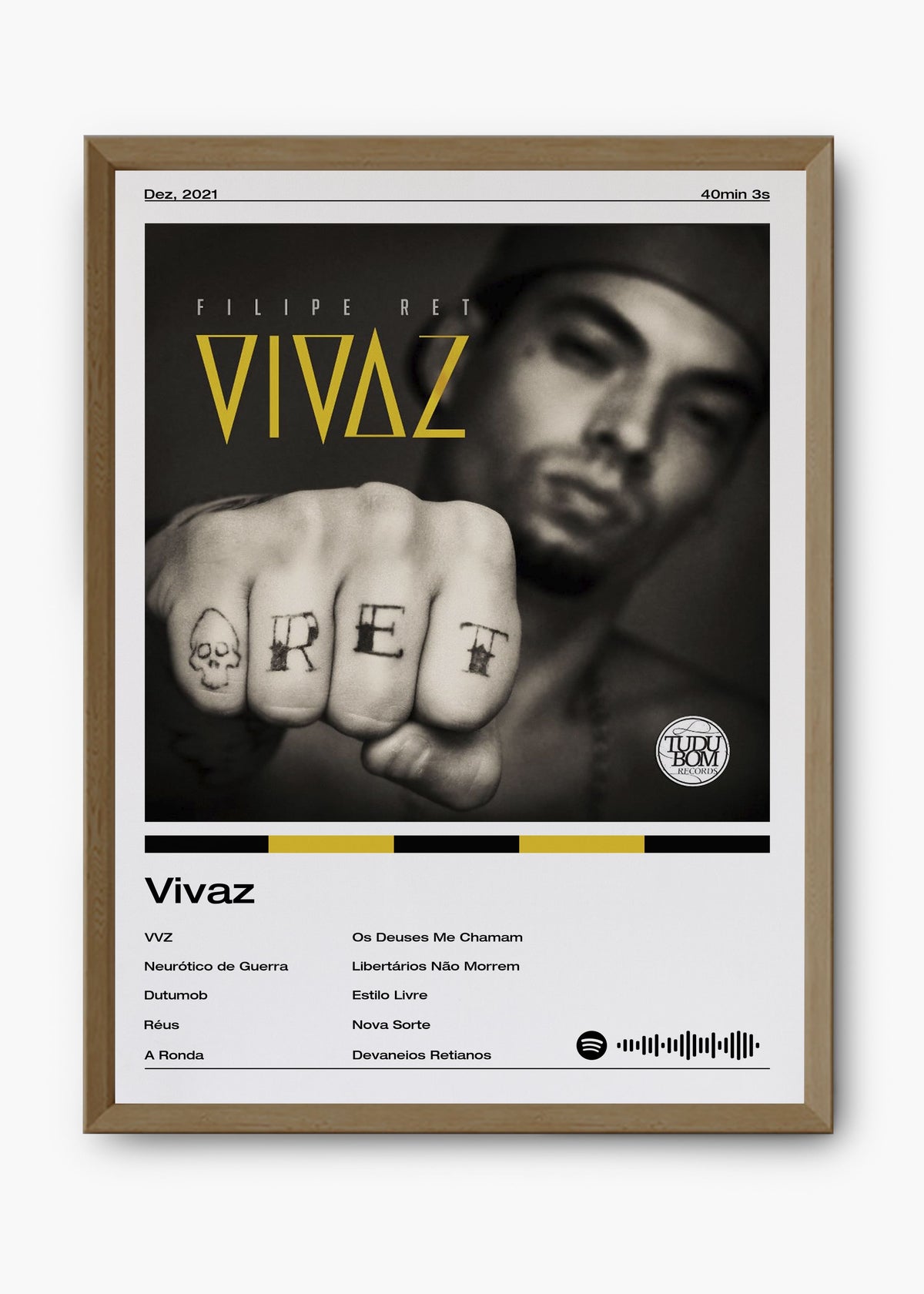 Quadro decorativo Filipe Ret Vivaz — arte de rap para parede | Cübe Quadros