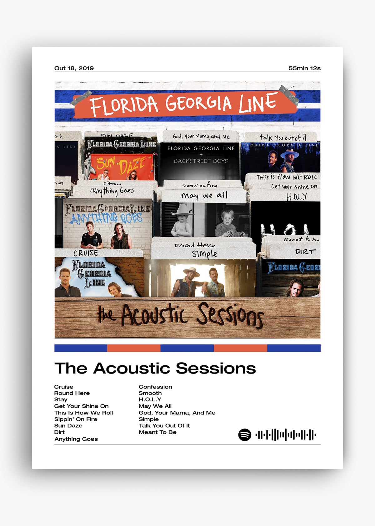 Quadro decorativo Florida Georgia Line The Acoustic Sessions — arte country para parede | Cübe Quadros