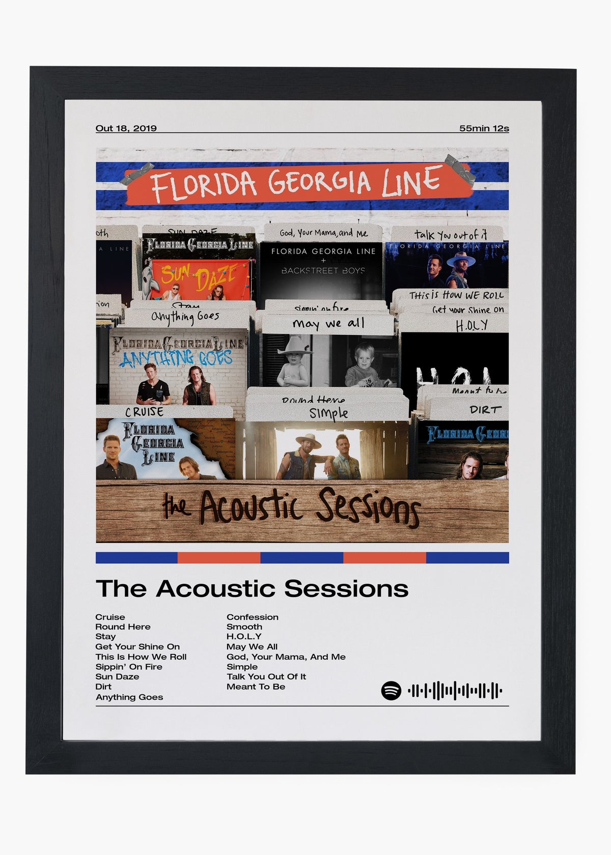 Quadro decorativo Florida Georgia Line The Acoustic Sessions — arte country para parede | Cübe Quadros