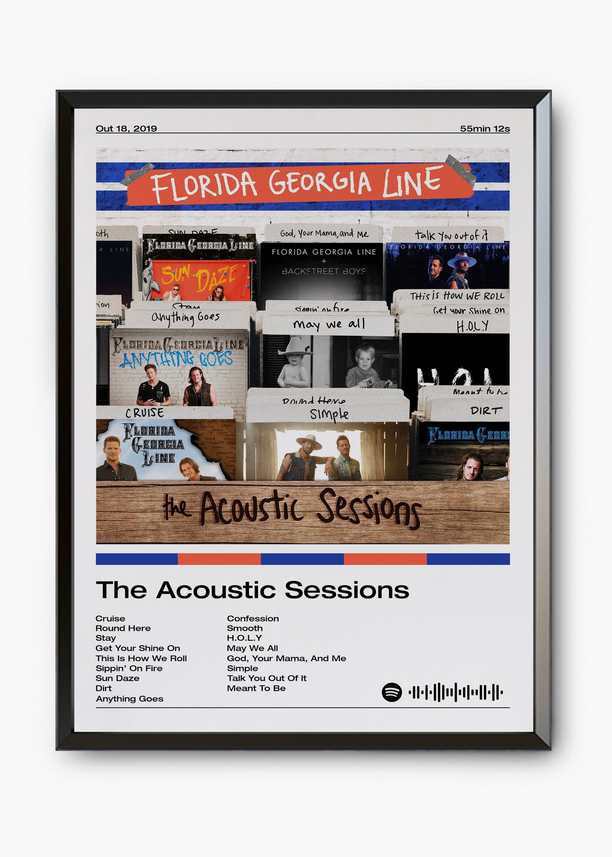 Quadro decorativo Florida Georgia Line The Acoustic Sessions — arte country para parede | Cübe Quadros