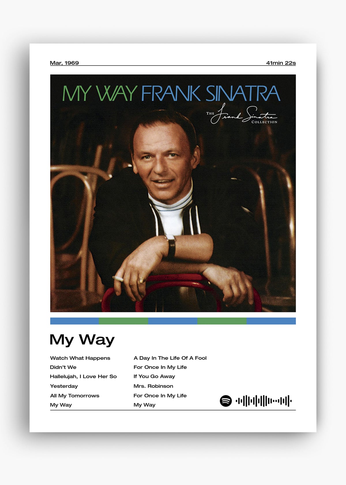 Quadro decorativo Frank Sinatra My Way — arte musical para parede | Cübe Quadros