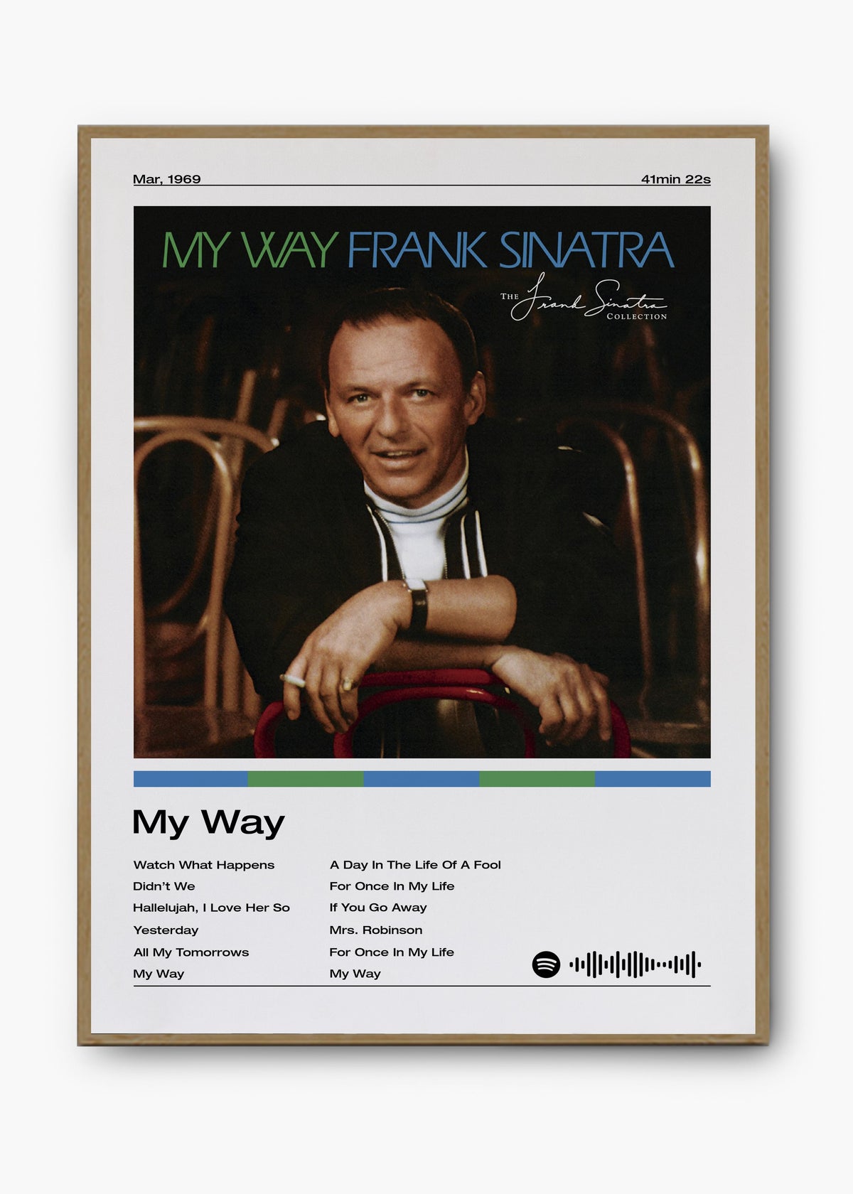 Quadro decorativo Frank Sinatra My Way — arte musical para parede | Cübe Quadros