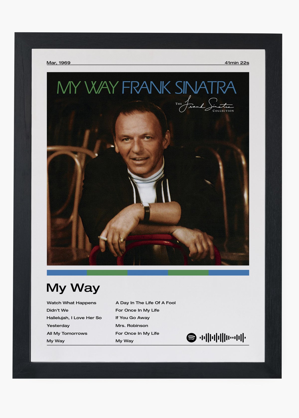 Quadro decorativo Frank Sinatra My Way — arte musical para parede | Cübe Quadros