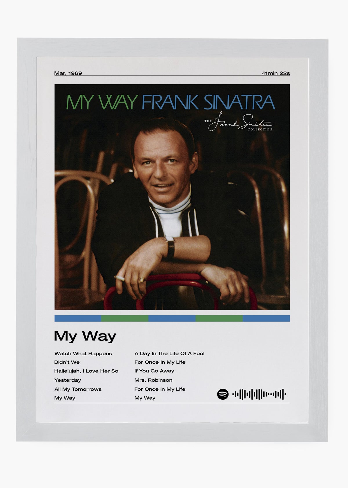 Quadro decorativo Frank Sinatra My Way — arte musical para parede | Cübe Quadros