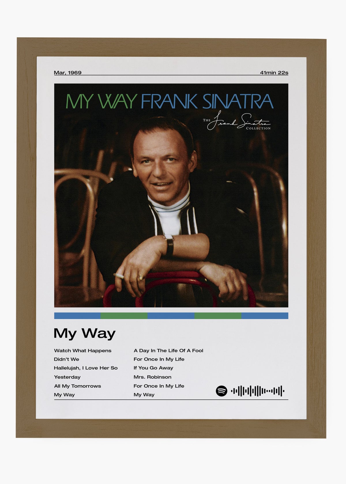 Quadro decorativo Frank Sinatra My Way — arte musical para parede | Cübe Quadros