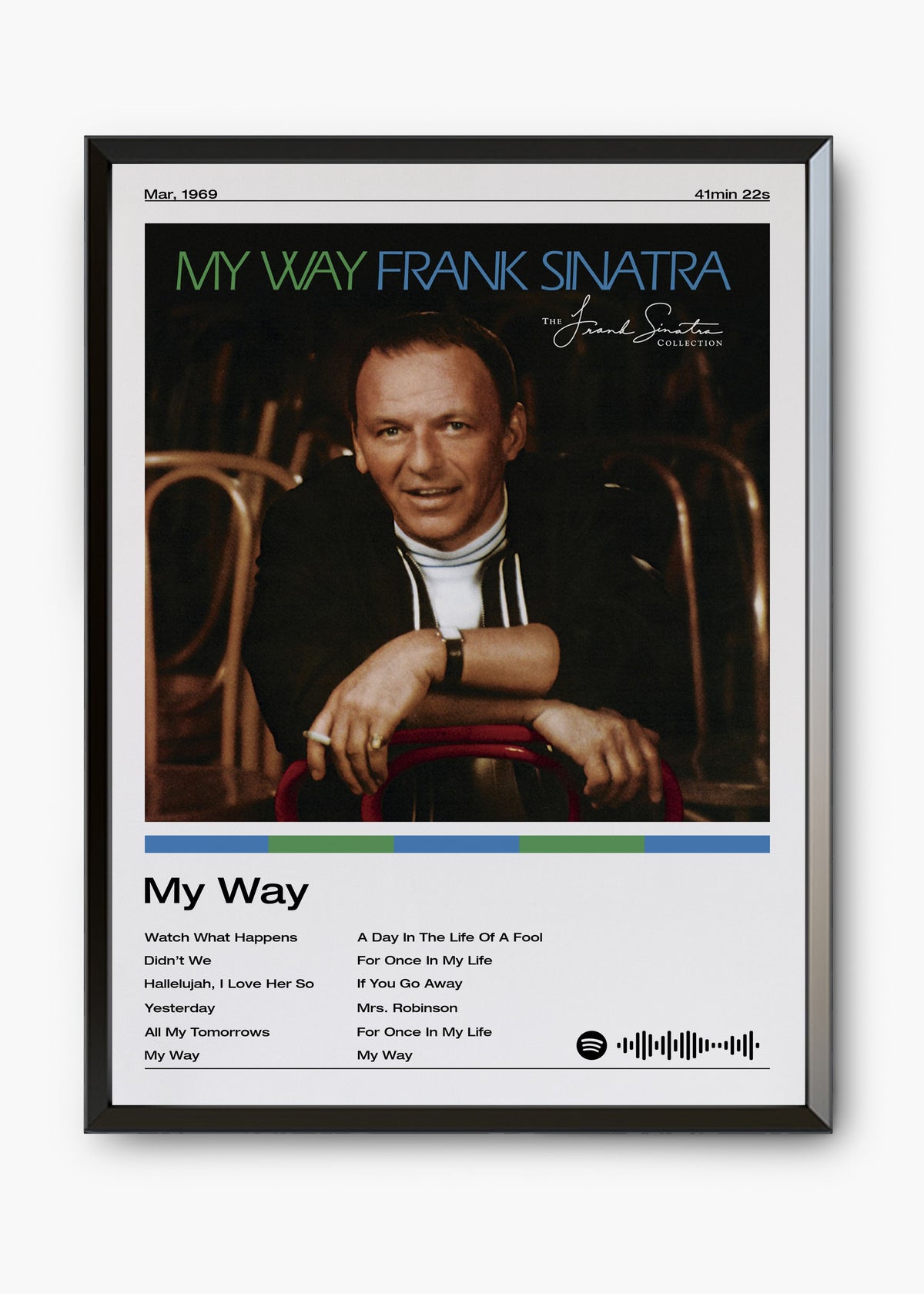 Quadro decorativo Frank Sinatra My Way — arte musical para parede | Cübe Quadros