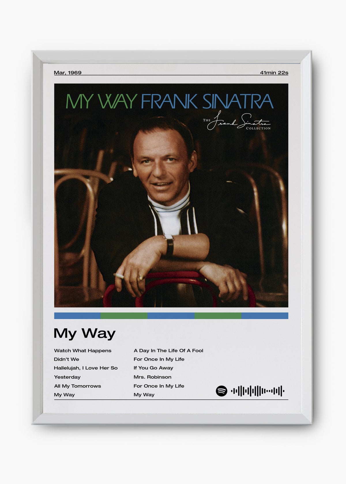 Quadro decorativo Frank Sinatra My Way — arte musical para parede | Cübe Quadros
