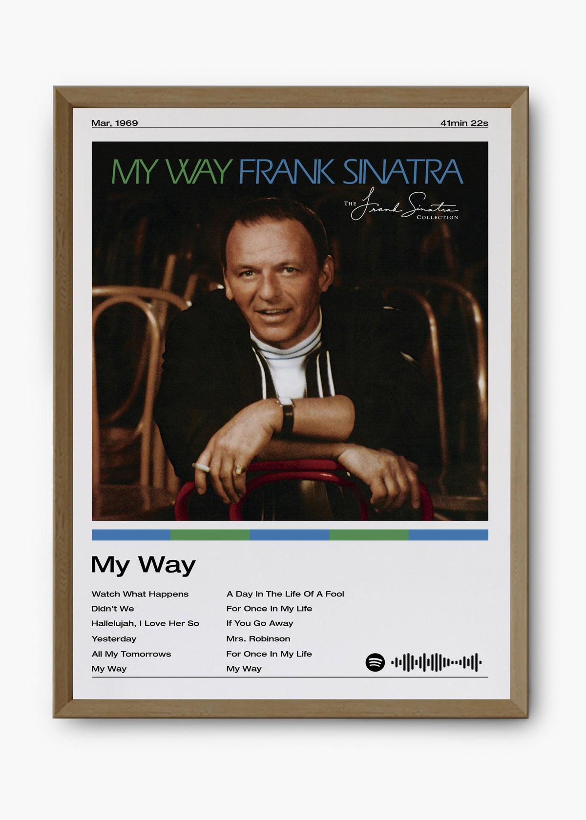 Quadro decorativo Frank Sinatra My Way — arte musical para parede | Cübe Quadros