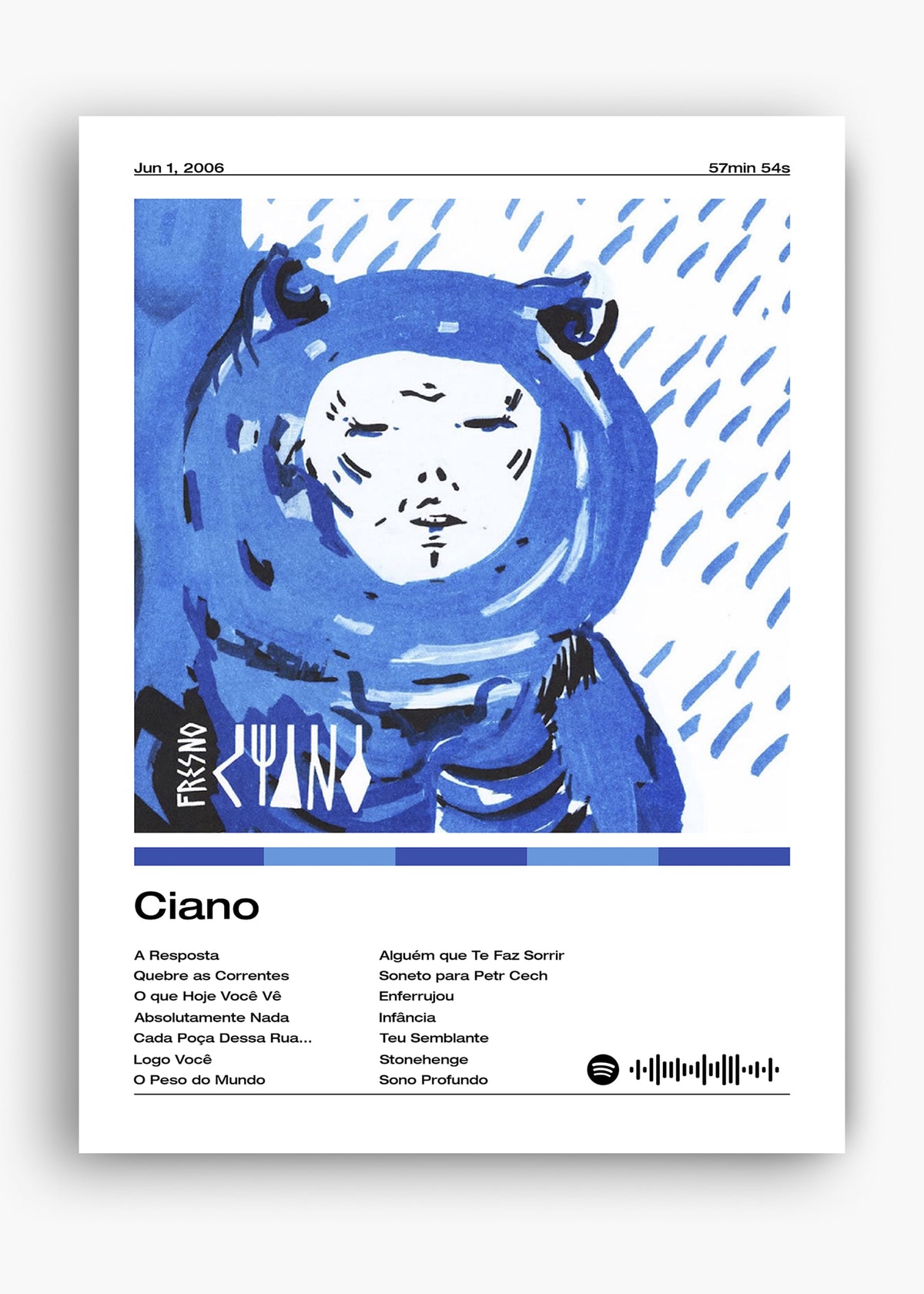 Quadro decorativo Fresno Ciano — arte musical para parede | Cübe Quadros