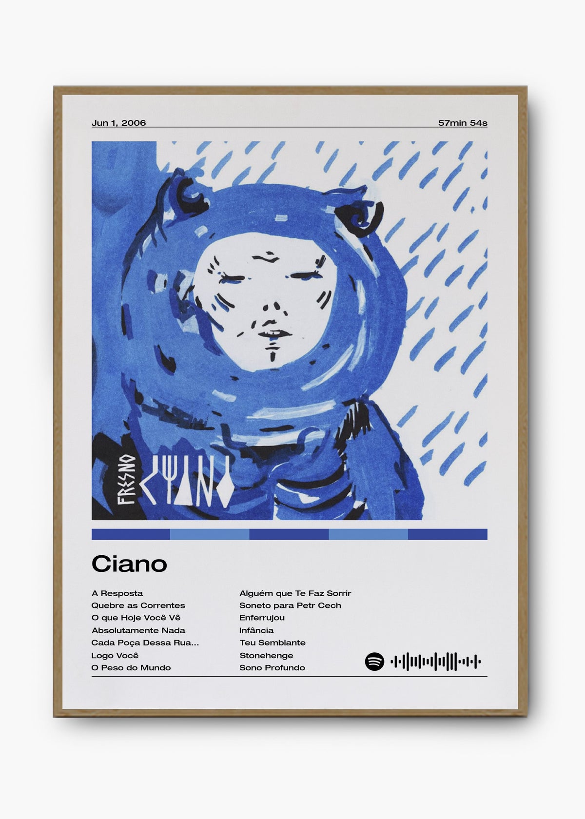 Quadro decorativo Fresno Ciano — arte musical para parede | Cübe Quadros