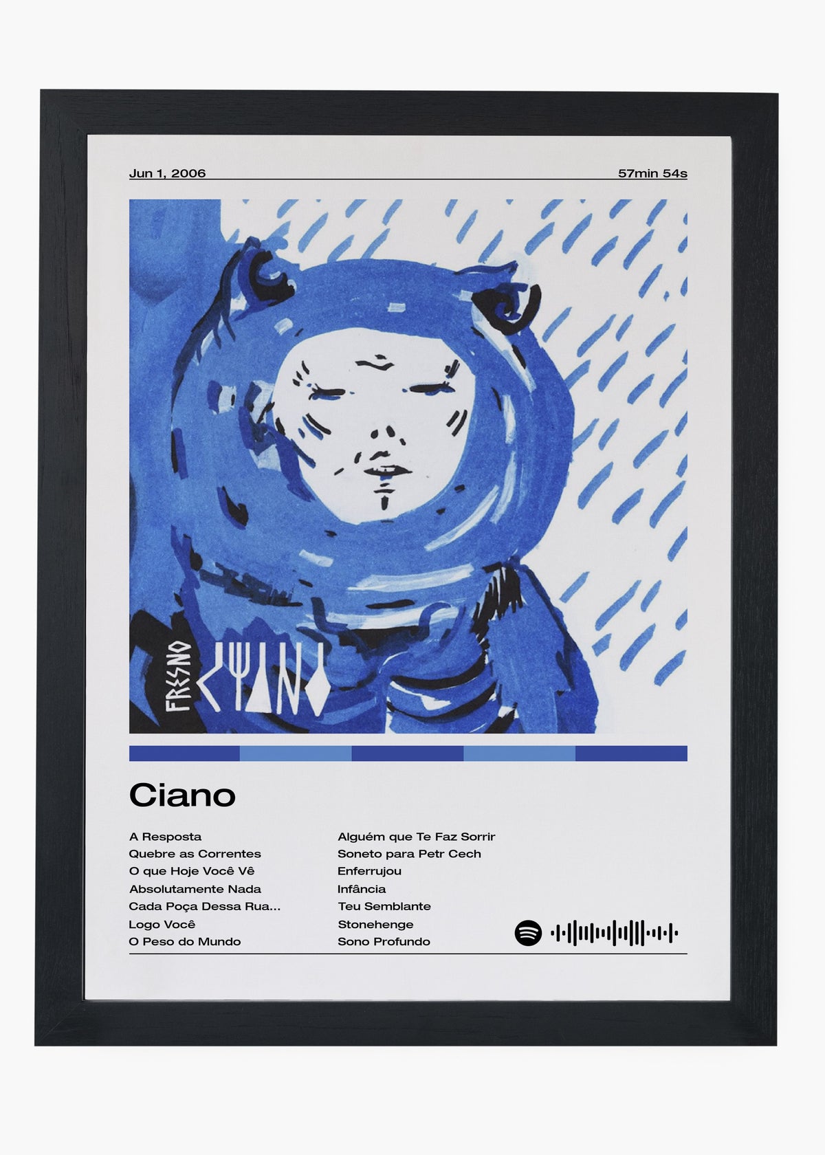 Quadro decorativo Fresno Ciano — arte musical para parede | Cübe Quadros