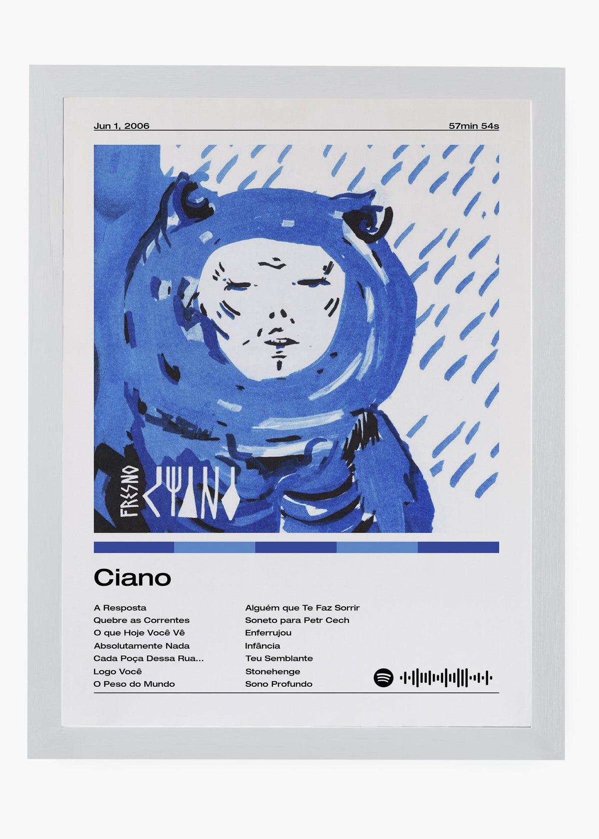 Quadro decorativo Fresno Ciano — arte musical para parede | Cübe Quadros