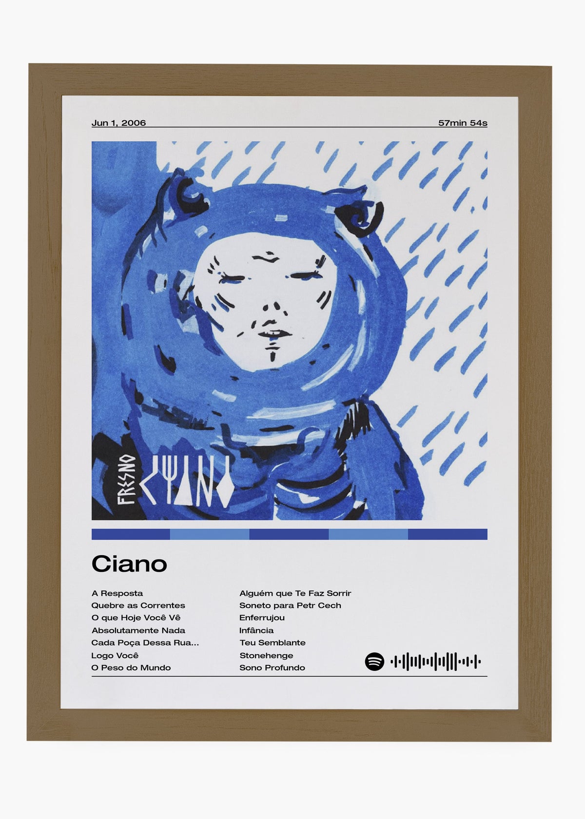 Quadro decorativo Fresno Ciano — arte musical para parede | Cübe Quadros